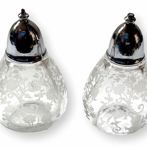 Vtg. Fostoria Meadow Rose: Salt and Pepper Shaker Set