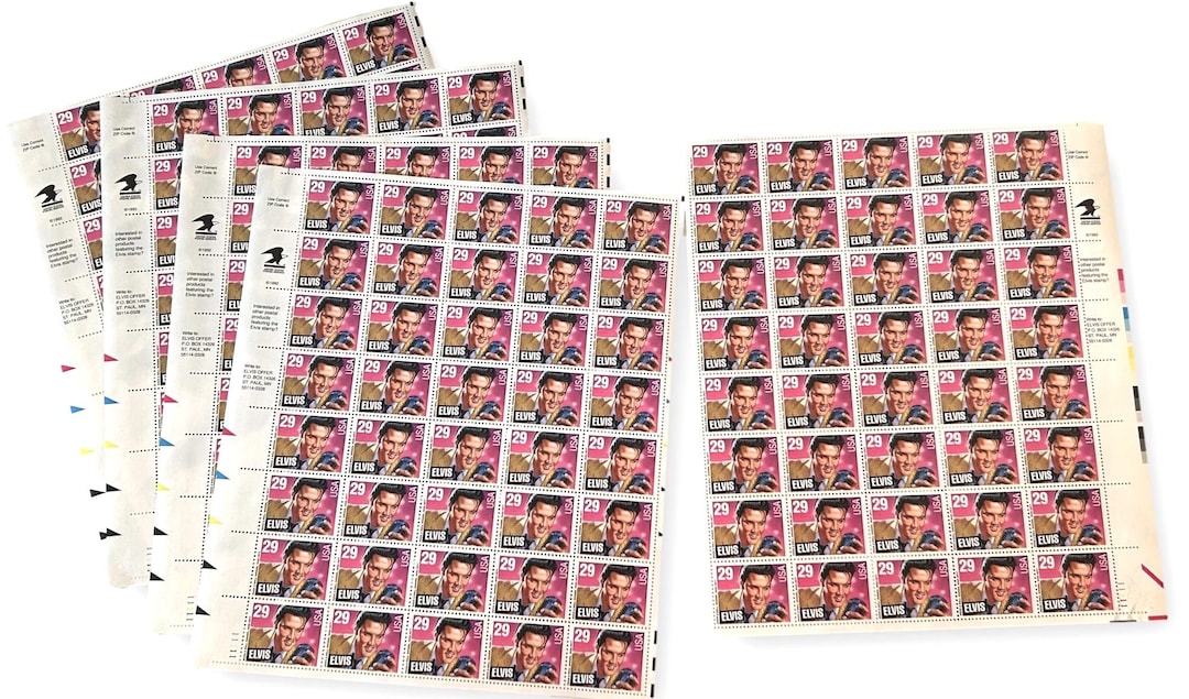 1992 Elvis Presley 29 Cent Postage Stamps - Uncut Sheet of 40 Stamps - Etsy