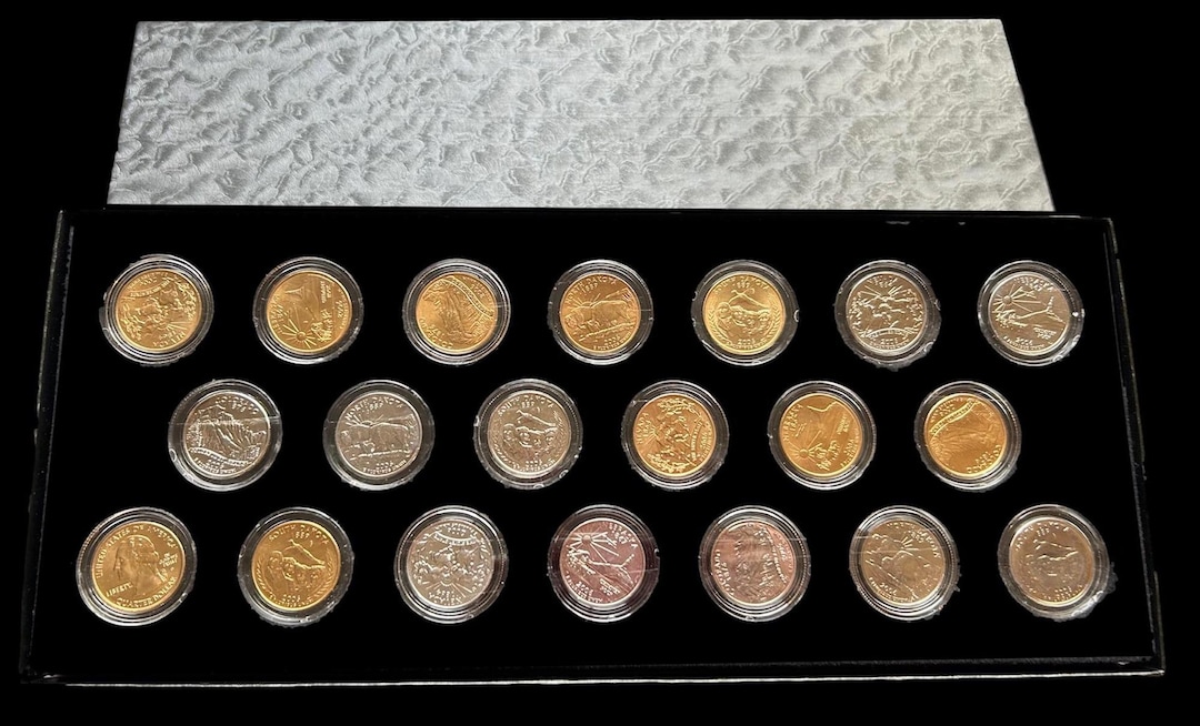 U.S. State Quarters Collector Set - 24K Gold & Platinum Enhanced, Boxed ...