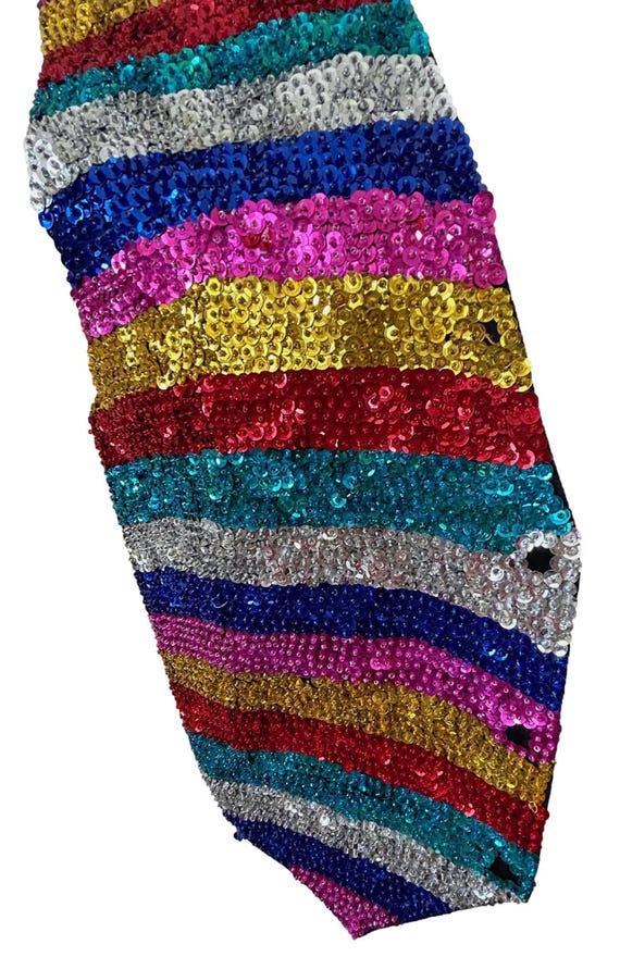 Vintage Sequin Vest: Women's Multi-Color Striped … - image 7