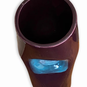 Bellini Piu&#39; Italian Pottery Vase: Merlot Grape, Turquoise Accent, 1970s