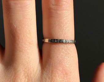 Vintage 10k White Gold Band with Diamonds Size 7 / Skinny Band / Stackable Ring / Stacker Band / Small Diamond Band / Gift For Her