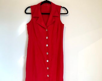 red button up dress