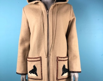 Vintage Wool Parka S - M / James Bay Parka / Inuit Design Parka