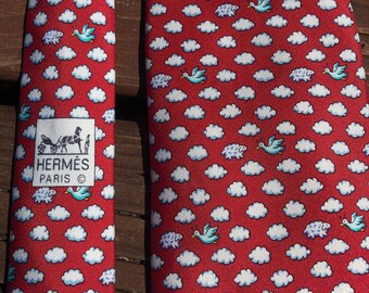 Vintage Hermes Paris Seidenkrawatte / Hergestellt in Frankreich / 7960 EA / 100 % Seidenkrawatte / Seiden-Designer-Krawatte / Vintage-Designer-Krawatte / Schaf / Geschenk für Ihn