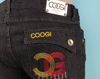 Y2K Coogi Low Rise Jeans 34” waist / Rhinestone Jeans / Embroidered Jeans / Coogi Fashion / Y2K Vintage  / Coogi Australia / ON SALE