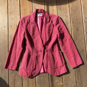 60s Pinker Tweed Blazer Größe S / Pinker Wollblazer / 60s Fashion / Zackenkragen / Bagatelle / Herbstmode