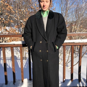 Abrigo de lana negro de los 80 (talla S) / Abrigo de lana vintage / Moda de los 80 / Abrigo de invierno vintage / Abrigo largo / Abrigo de lana elegante / Abrigo de vestir