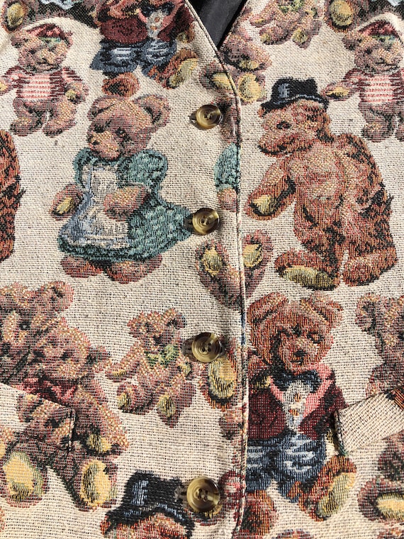 Vintage Teddy Bear Vest L / Tapestry Vest / Uniqu… - image 4