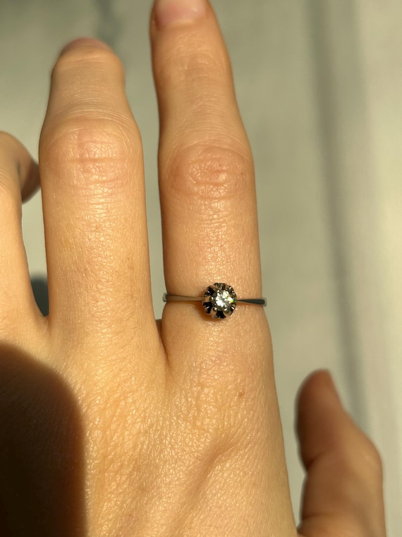 Vintage 18k White Gold Diamond Ring Size 7.5 / Diamond Solitaire Ring / Art Deco Ring / 0.1 ct Diamond / Engagement Ring / Gift For Her
