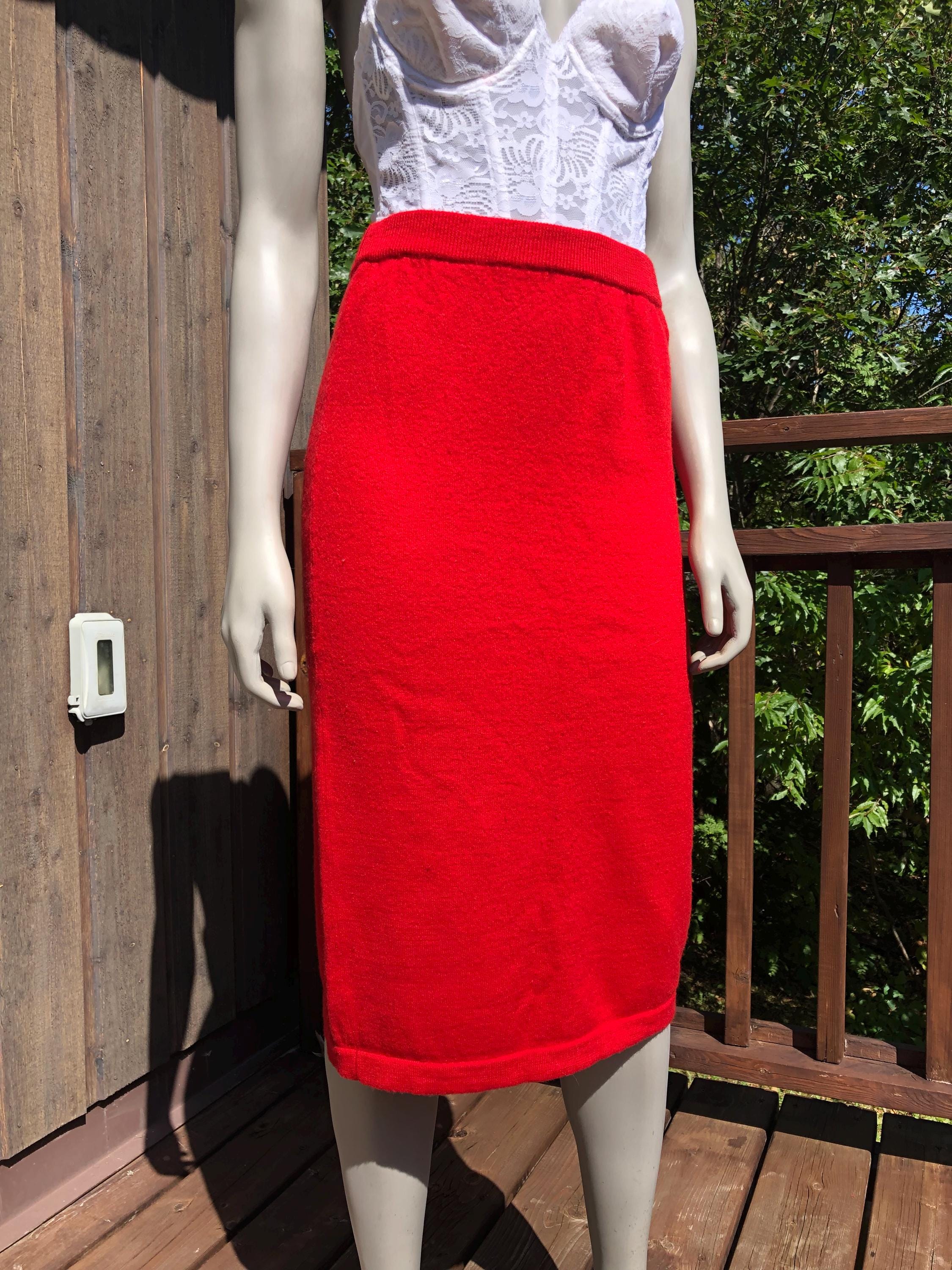 Vintage Christian Dior Wool Skirt S M Merino Wool Skirt Christian Dior Coordonnes Knit Skirt Fall Fashion Vintage Designer