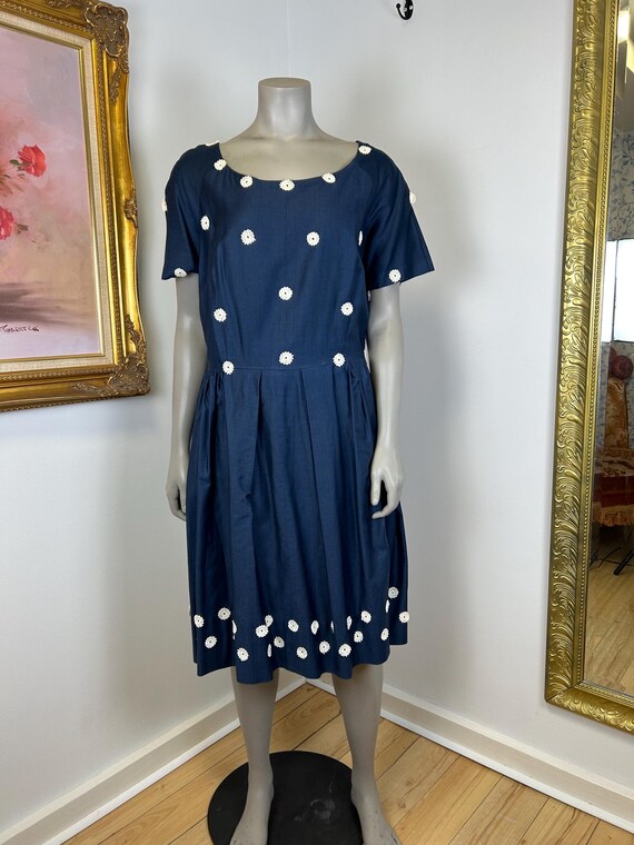 navy blue 50s dress 40s/50s Navy Blue Party Dress Better Dresses Vintage