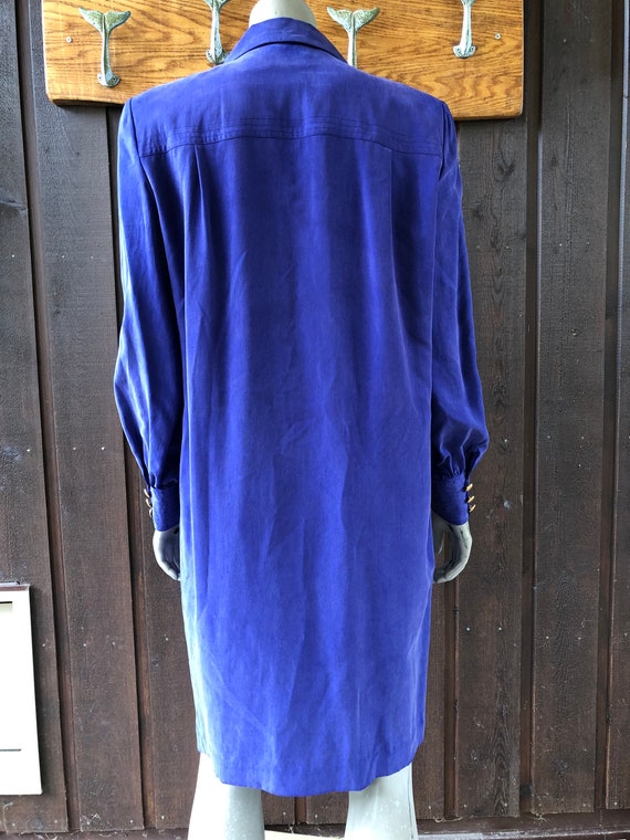 Vintage 80s Periwinkle Silk Dress S - M / 80s Fas… - image 6