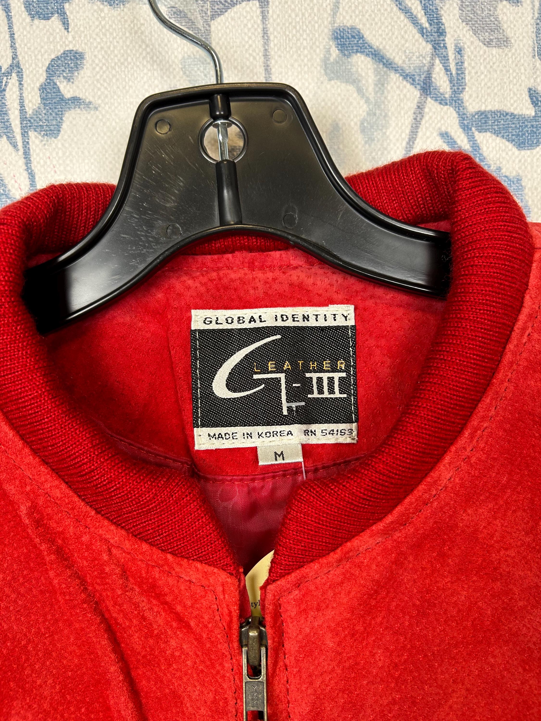 Vintage 80s Red Suede Bomber Jacket Mens M Womens L / Real Leather