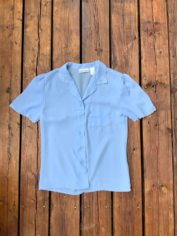 Blue Lace Summer Blouse