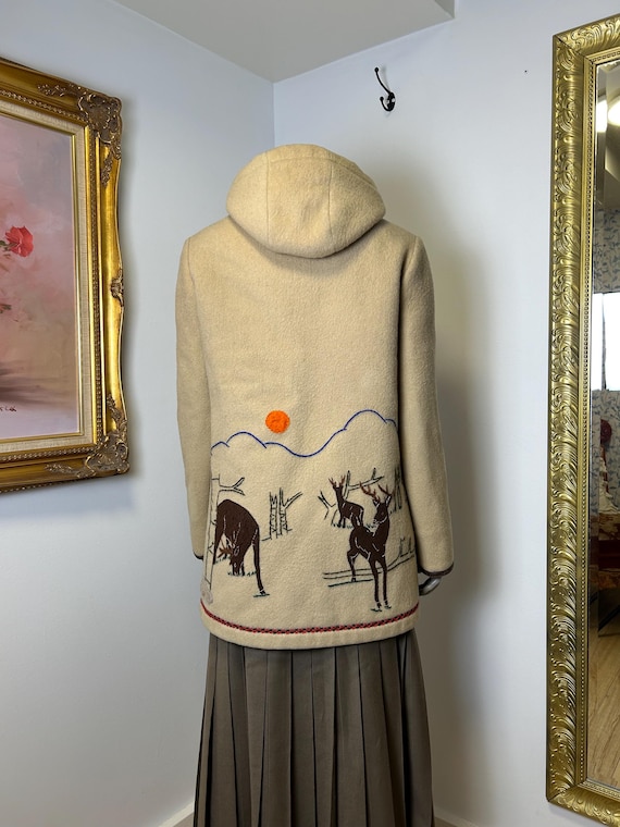 Vintage Beige Wool Parka Size S / James Bay Parka / Beavers / Deer