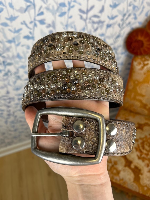 Studded Frye Leather Belt 37 - 41 Inch / Large Belt 