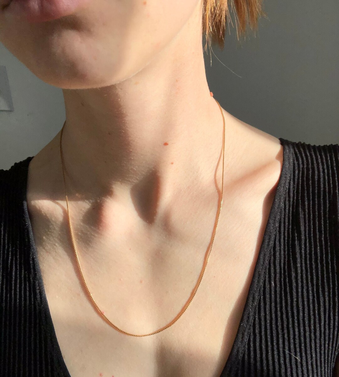 Vintage 10k Gold Box Chain 20” / 20 Inch Chain / Solid Gold Chain ...