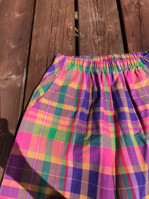 Vintage Rainbow Plaid Pants 24 - 28 Waist / Elast… - image 5