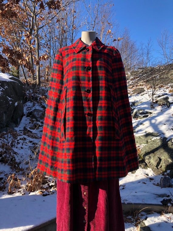 Vintage Pendleton Wool Plaid Poncho S L Pendleton Cape Tartan
