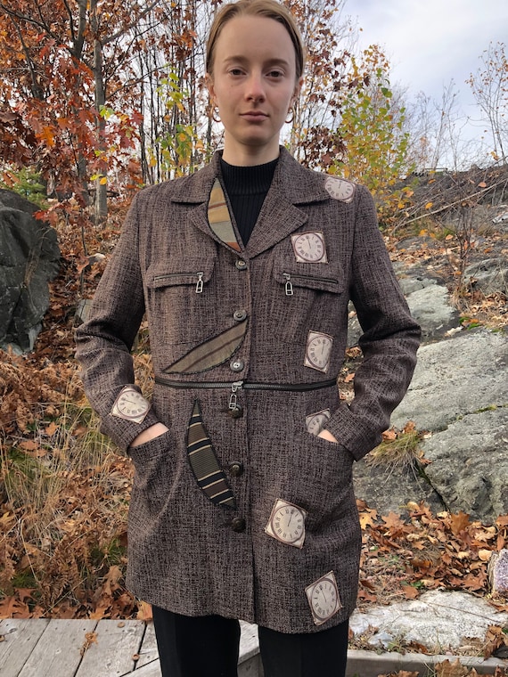 Patchwork Blazer Size S / Unique Reworked Blazer … - image 4