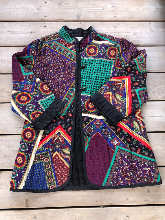 Vintage Quilted Jacket Size M / Toni Woods / Puff Sleeve Jacket