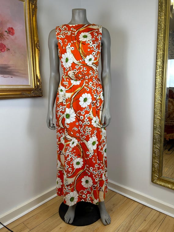 70s orange dress Orange Sun Dress