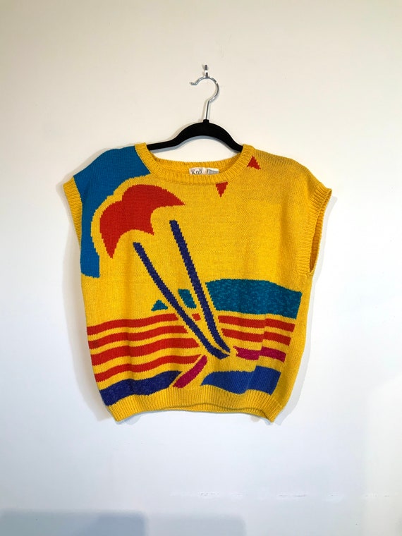 Beach Scene Sweater Vest M