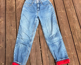 Vintage Lined High Waisted Jeans 28-29 Waist / Warm Jeans / Fleece Lined Jeans / Vintage Gap Denim / Comfy Jeans