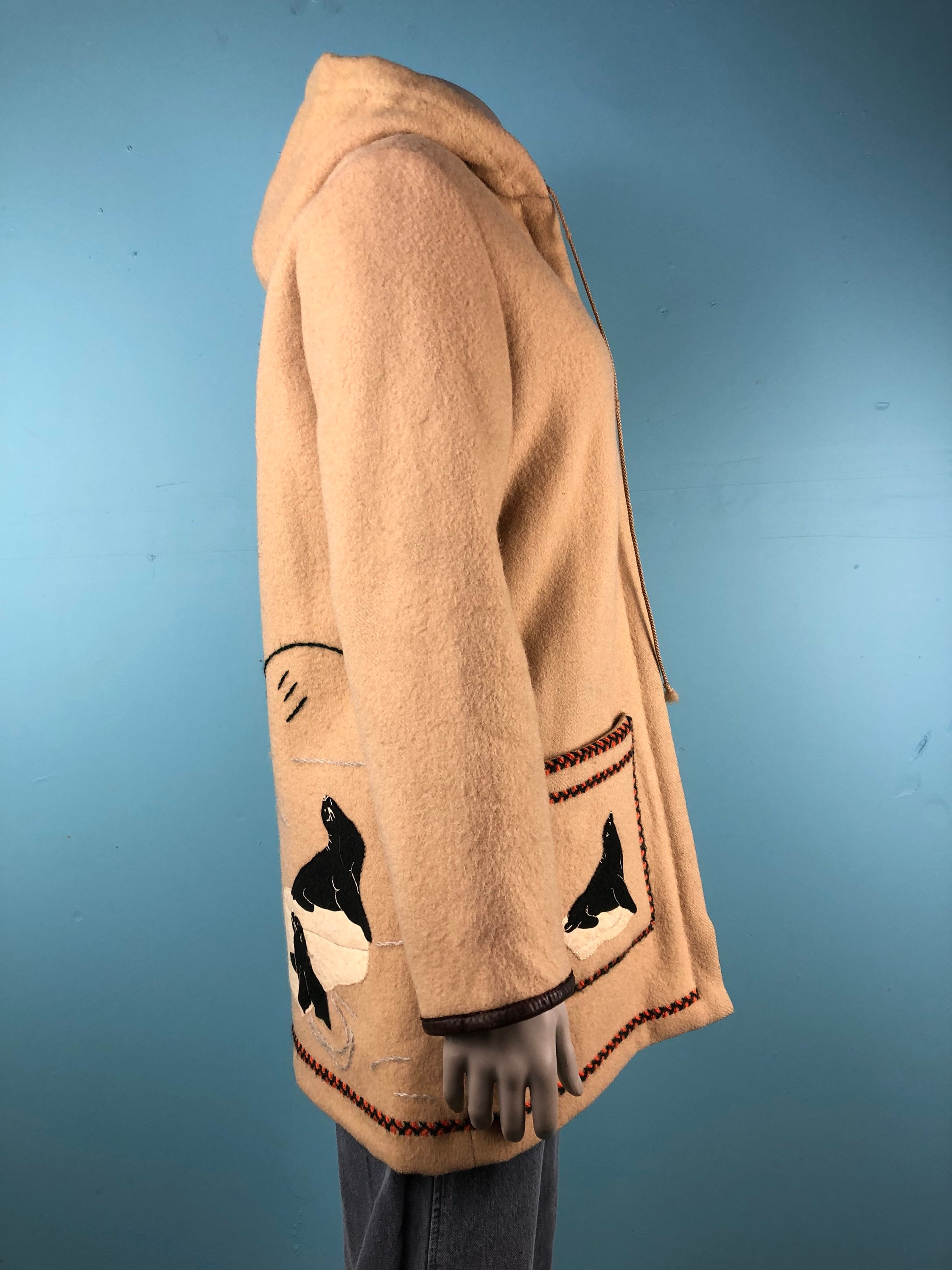 Vintage Wool Parka S - M / James Bay Parka / Inuit Design Parka