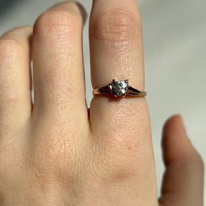 Vintage 10k Gold CZ Heart Ring Size 6 3/4 / Solid Gold / Real Gold / Gift For Her / Heart Ring / Heart Stone / Cute Ring / Promise Ring