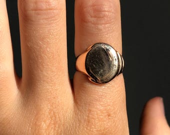 Antique 10k Gold Signet Ring Size 6.5 / Old Gold / Rosey Gold / Antique Blank Signet / 7 Gram Ring / Solid Gold Ring / Statement Ring