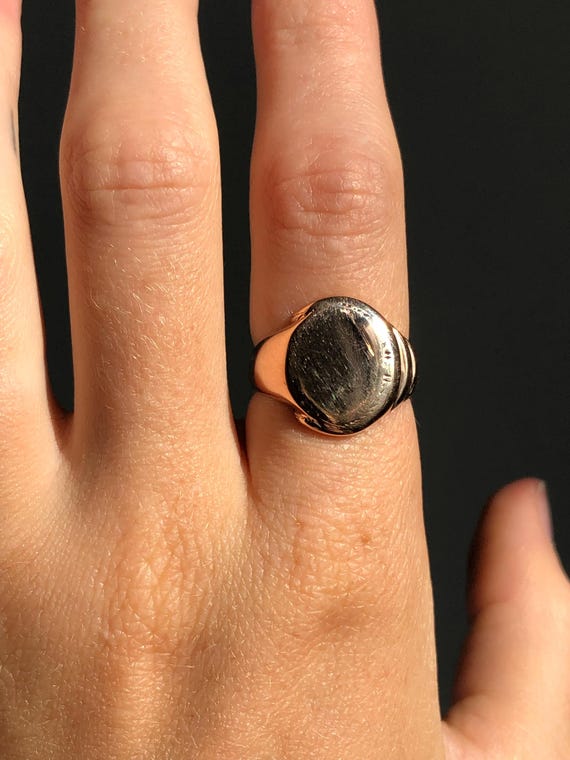 Antique 10k Gold Signet Ring Size 6.5 / Old Gold / Rosey Gold / Antique Blank Signet / 7 Gram Ring / Solid Gold Ring / Statement Ring