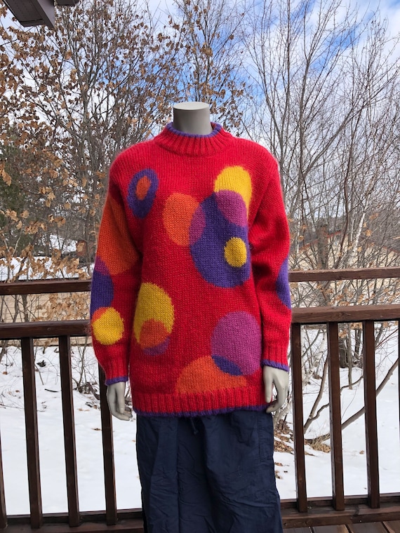 Vintage 80s Mohair Sweater S - M / Polka - Dot Swe
