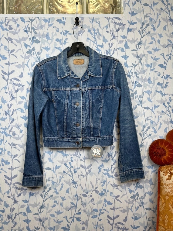 Vintage 70s Levis Black and Gold Tab Denim Jacket XS / Cropped