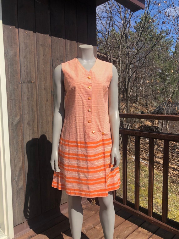 Vintage 60s Orange Summer Dress S / 60s Day Dress / Mod Dress / Casual Dress / Summer Fashion / Checkered Dress Vintage 60s Orange Summer Dress S / 60s Day Dress / Mod Dress / Casual Dress / Summer Fashion / Checkered Dress