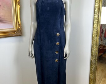 90s 'danier' Navy Blue Suede Leather Form Fitting Dress / XS - Etsy