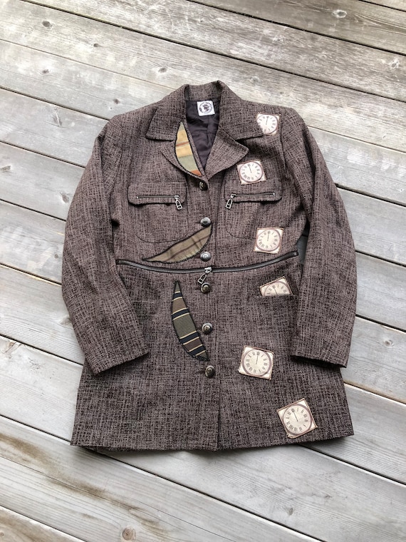 Patchwork Blazer Size S / Unique Reworked Blazer … - image 1