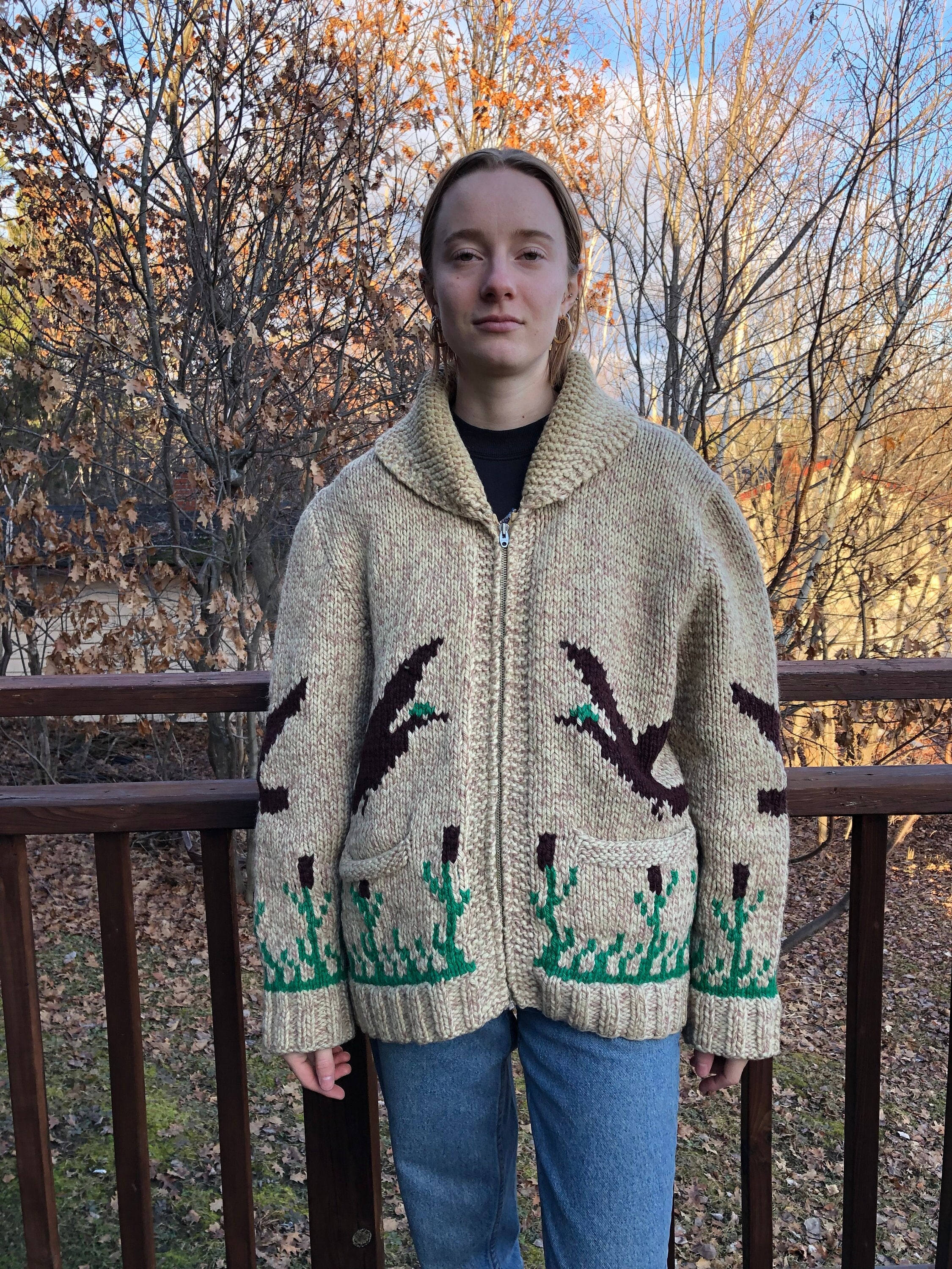 Vintage Mary Maxim Flying Geese Curling Sweater M Vintage Wool