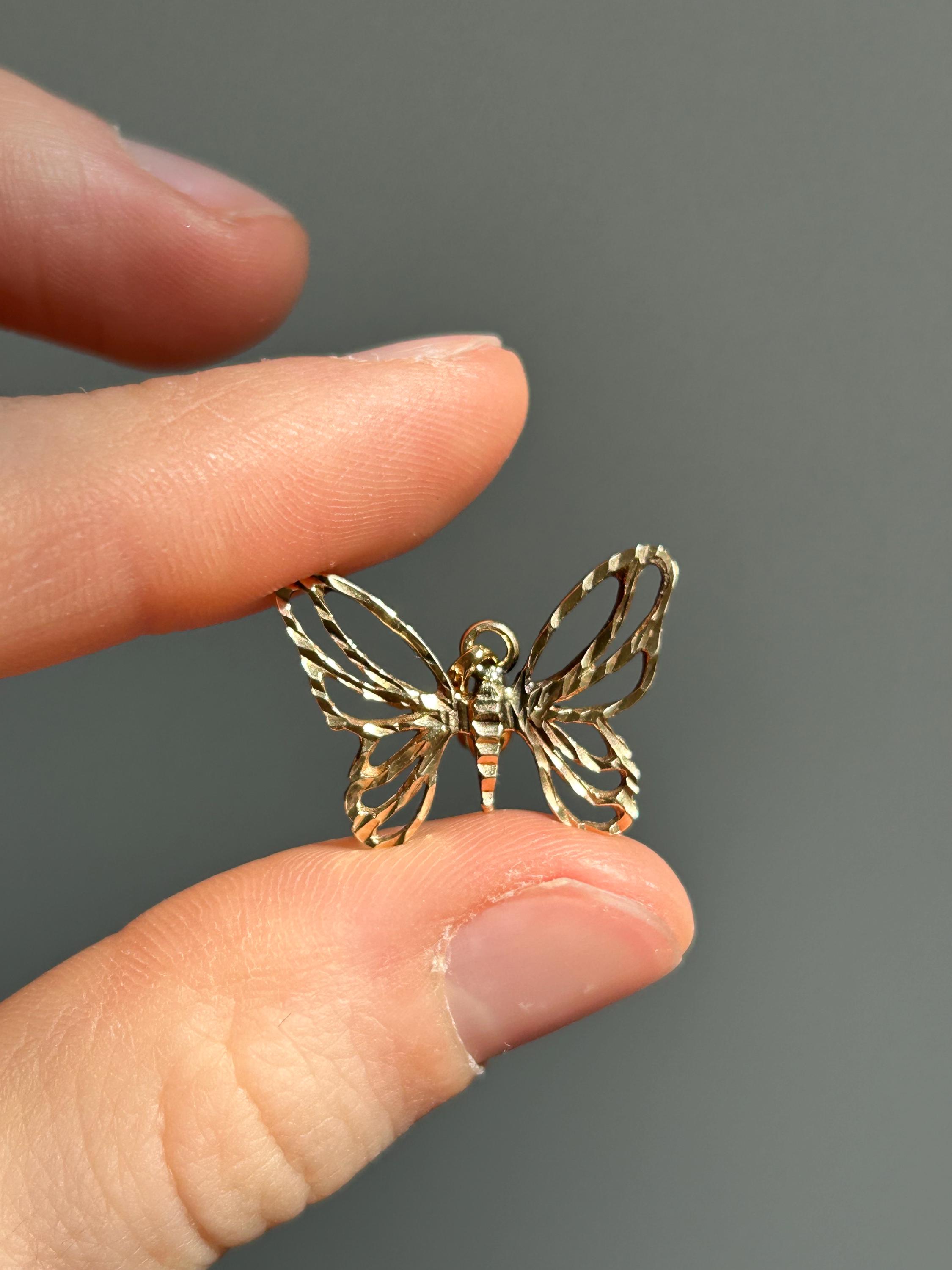 Buy Vintage 10k Gold Butterfly Pendant / Diamond Cut / Gift for
