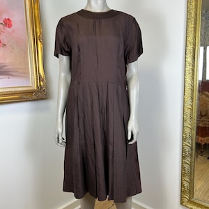 Vintage 50s Chocolate Brown Dress XL / 50s Day Dress / 1950s Dress / Casual Dress / Vintage Style / Pin-up / Classy Dress / True Vintage