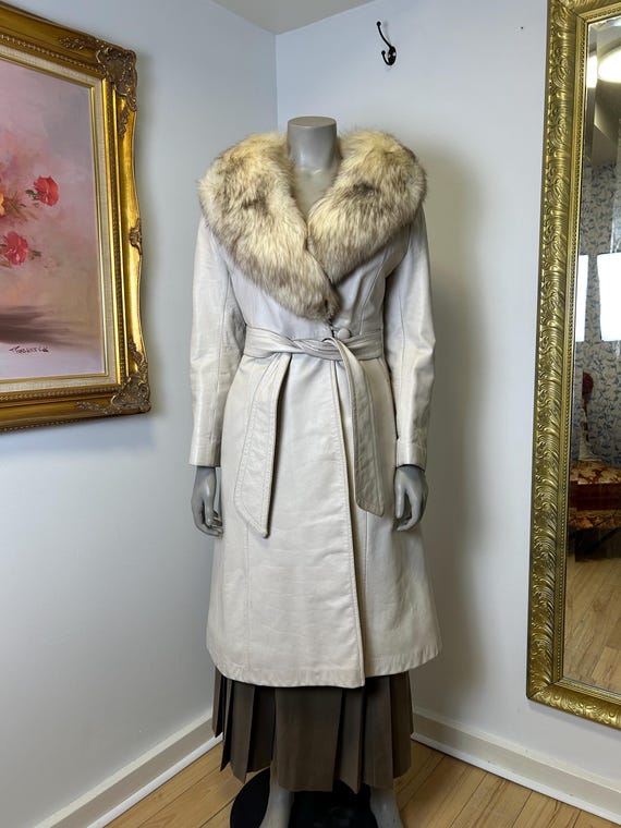 60年代ヴィンテージレザーコート（ファートリム付き）XS / ロング