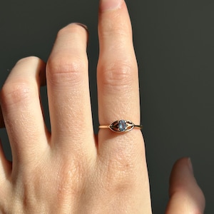 Vintage 10k Gold Blue Stone Ring Size 7 1/4 / Solid Gold / Real Gold / Gift For Her / Light Blue Stone / Simple Gold Ring / Yellow Gold
