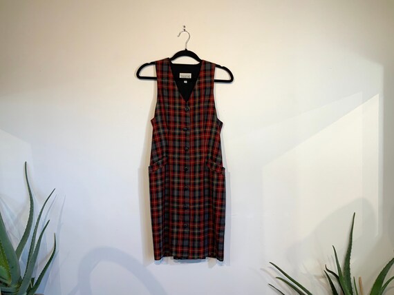 Plaid Button-up Dress S