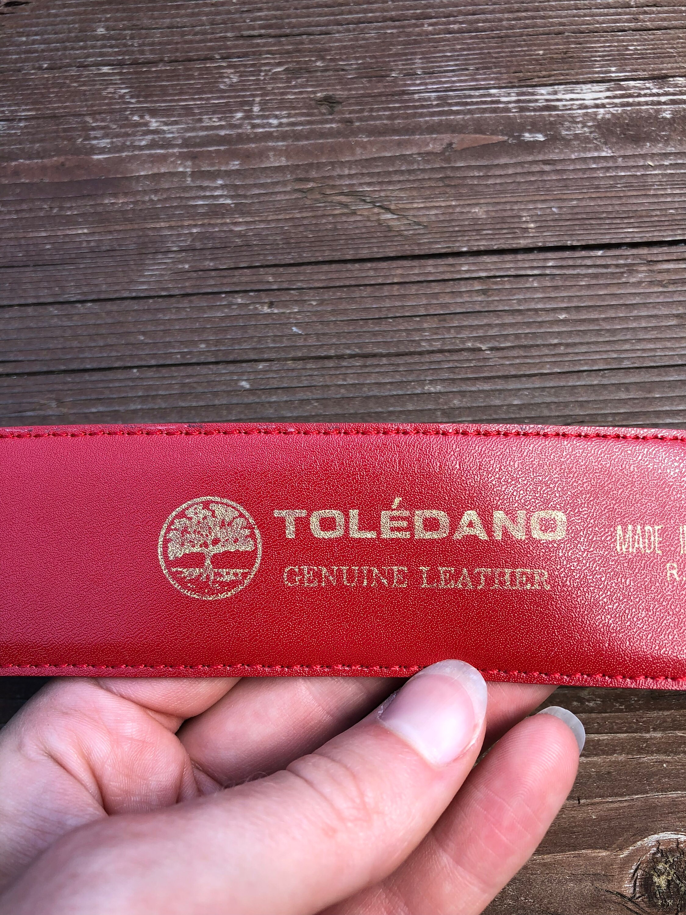 Vintage 80s Red Suede Leather Belt 29 - 32 Waist / Gold Belt 