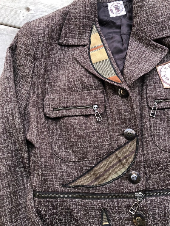 Patchwork Blazer Size S / Unique Reworked Blazer … - image 9