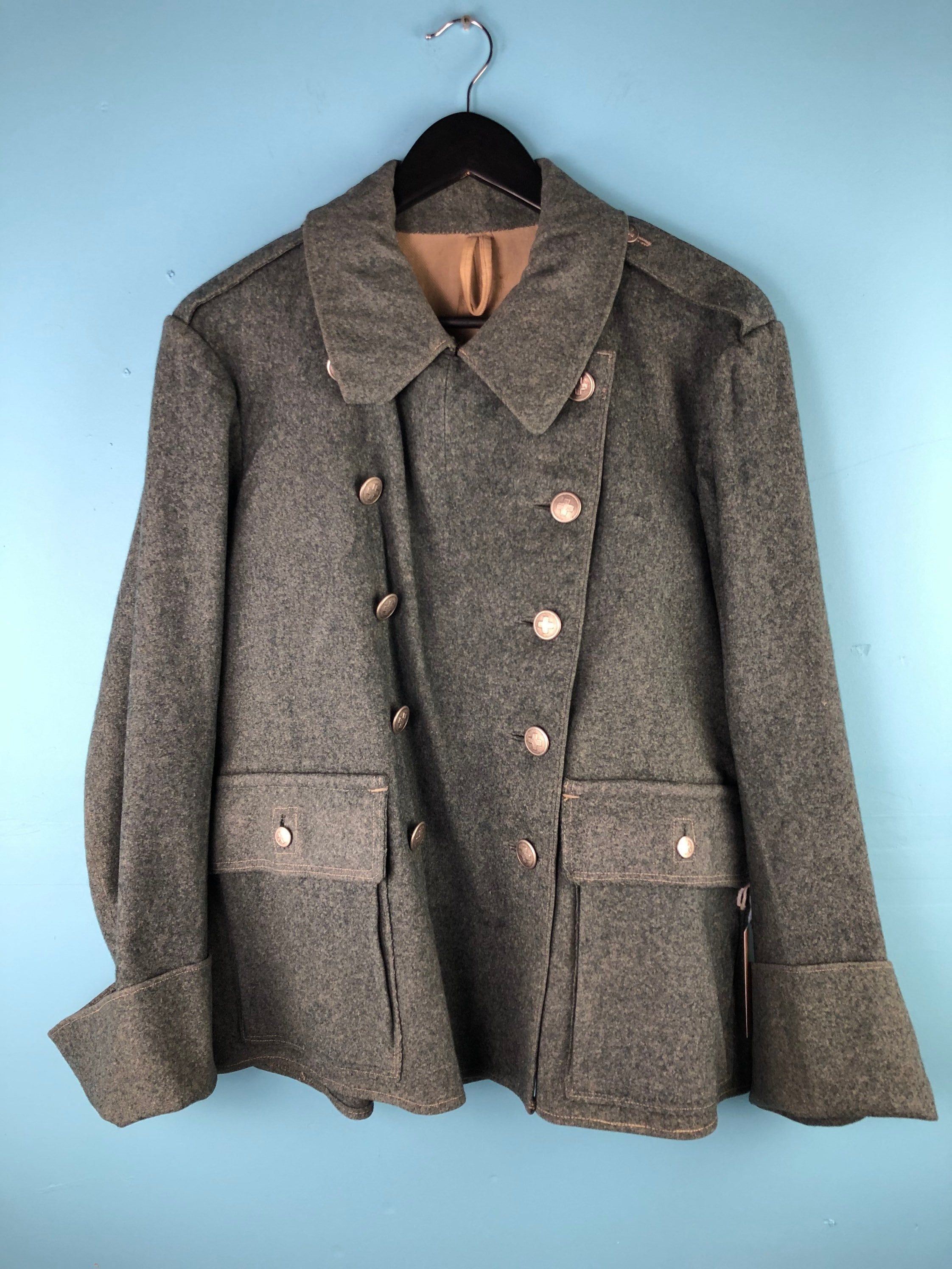 Vintage 1970s Swiss Army Surplus Wool Tunic Coat - Vintage Military ...