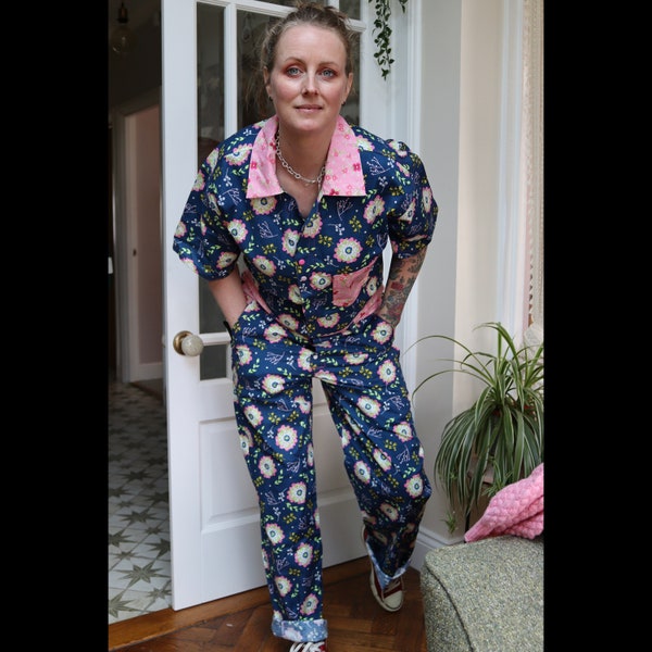 Funky oversized boilersuit overalls jumpsuit coveralls boiler suit festival floral festival