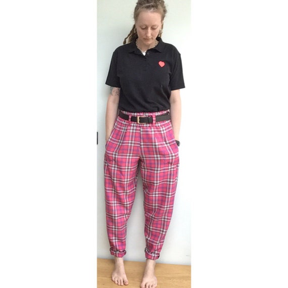 tartan high waisted trousers