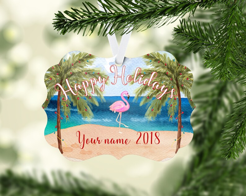 Christmas Tree Decor Flamingo Christmas Ornaments Personalized Personalized Ornaments Personalized Christmas Gift Beach